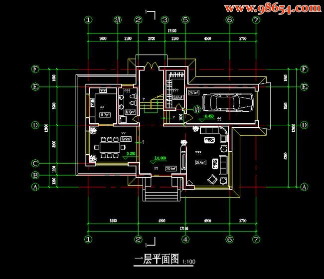 两层农村欧式规划别墅设计图一楼平面图