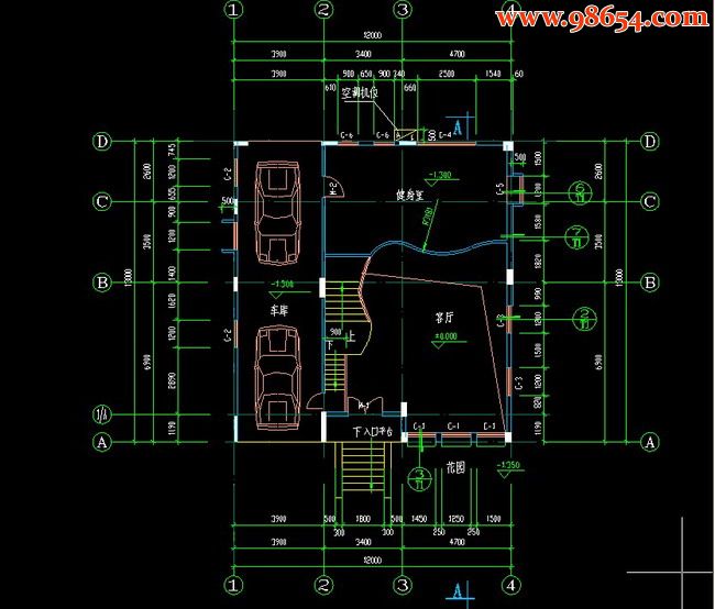 三层带车库自建别墅一楼平面图