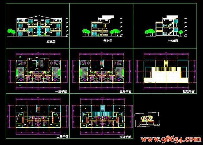 首层面积512平方米4层双拼别墅施工图全套预览图