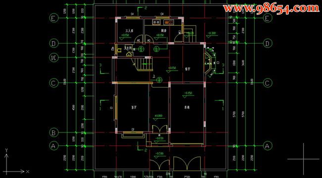 三层新农村建设别墅建施图一楼平面图