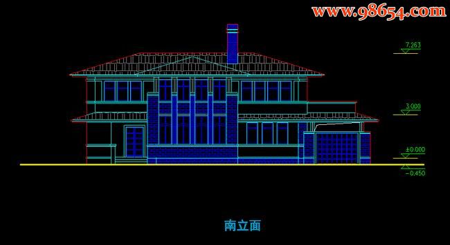 首层204平方米2层别墅设计方案正立面图