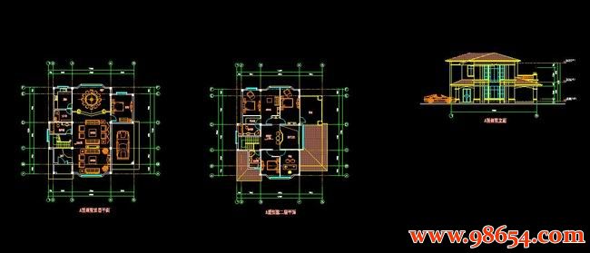 首层面积179平方米2层A型别墅设计施工图全套预览图