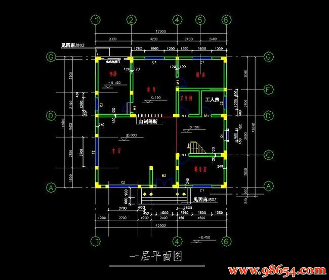 首层面积144平方米4层别墅建筑结构全套图纸一楼平面图