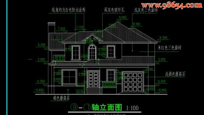 两层北方别墅设计图正立面图