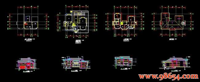首层面积374平方米2层别墅全套CAD图纸全套预览图