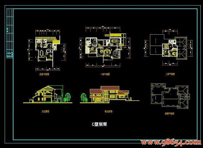 首层面积254平方米2层C型别墅设计方案全套预览图