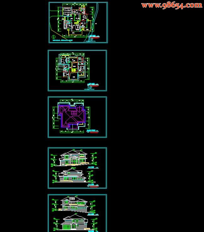 两层5室3厅6卫别墅区住宅施工图全套预览图