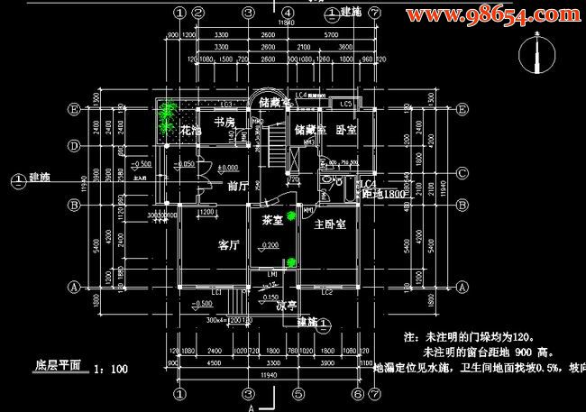 三层141平米单栋别墅建筑图一楼平面图