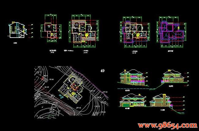 首层面积252平方米2层别墅建筑设计施工图全套预览图