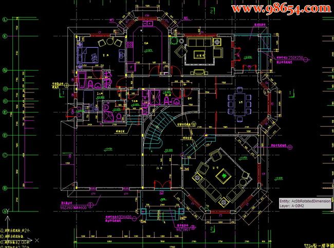 两层5室2厅6卫别墅设计施工图一楼平面图