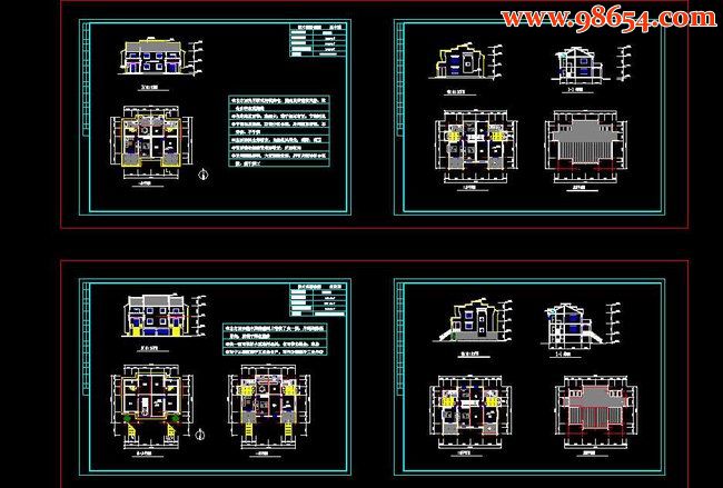 新农村三层双拼复古住宅图纸全套预览图