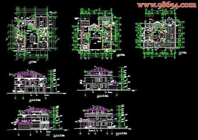 三层别墅样板房建施图全套预览图