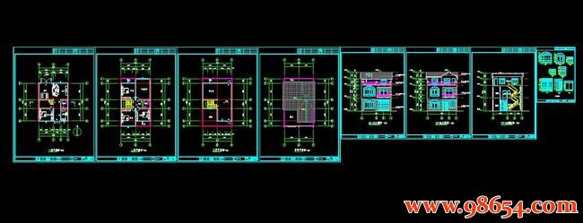 首层面积92平方米3层别墅建筑施工图全套预览图