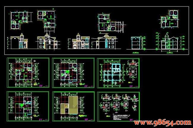 首层面积254平方米3层别墅建筑图全套预览图