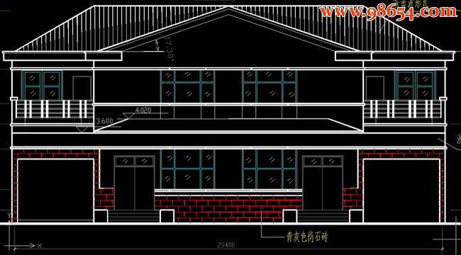 两层3室2厅4卫双拼别墅施工图C正立面图