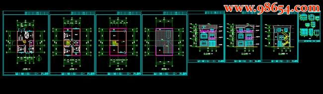 三层92平米农村小住宅施工图全套预览图