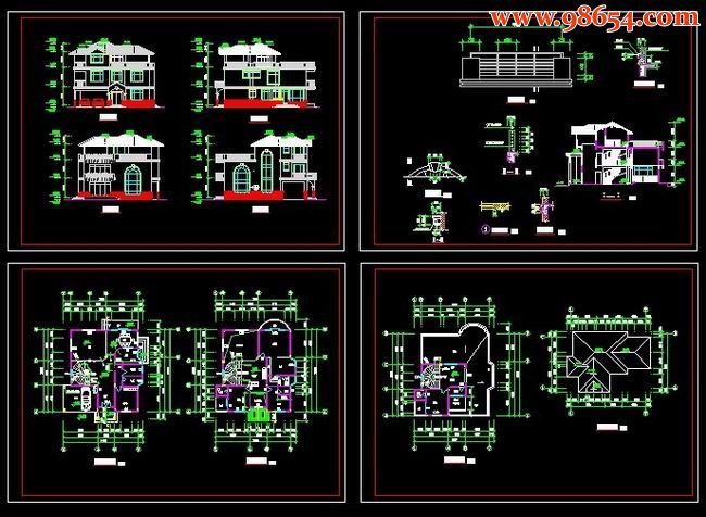 独立型三层别墅建施图全套预览图