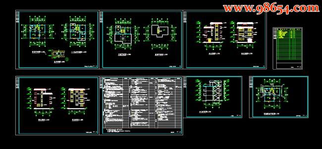 三层6室3厅6卫住宅整套施工图纸全套预览图