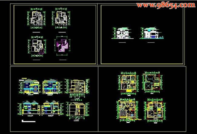 某地三层别墅CAD图全套预览图