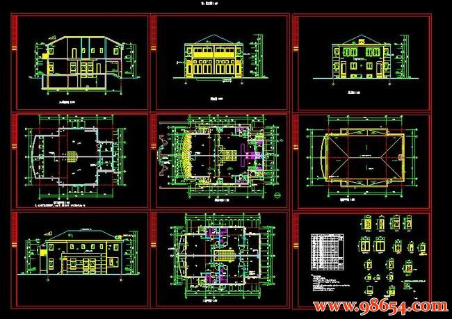 首层面积195平方米2层联体别墅建筑施工图全套预览图