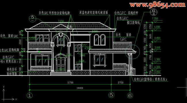 别墅设计方案图A-13正立面图