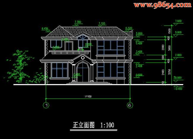 首层面积139平方米2层别墅设计方案图正立面图