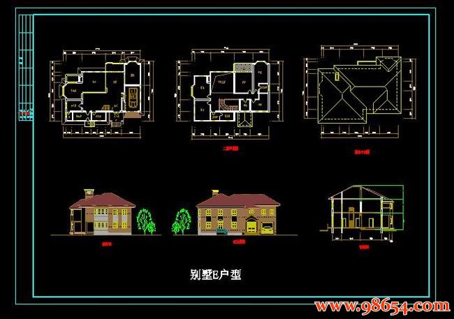 首层面积234平方米2层别墅E户型设计方案全套预览图