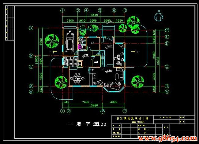 首层面积184平方米2层独立别墅户型施工图一楼平面图