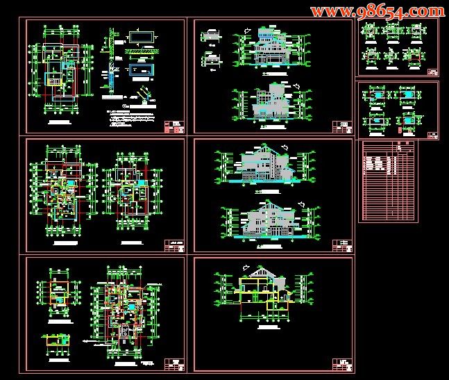 某地三层别墅CAD图.全套预览图
