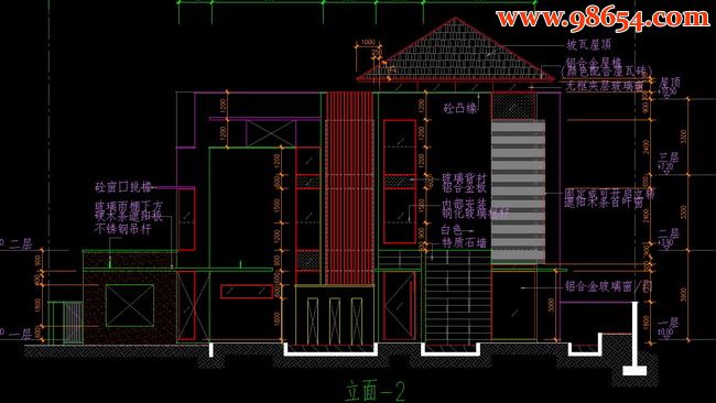 三层6室3厅4卫双拼豪华别墅施工图正立面图