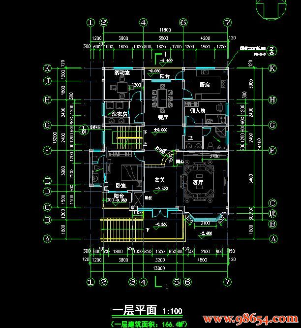 首层面积187平方米3层农村独栋别墅设计图一楼平面图