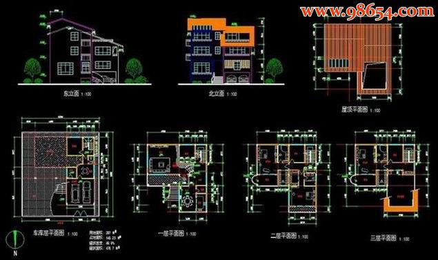 三层别墅建施图纸全套预览图