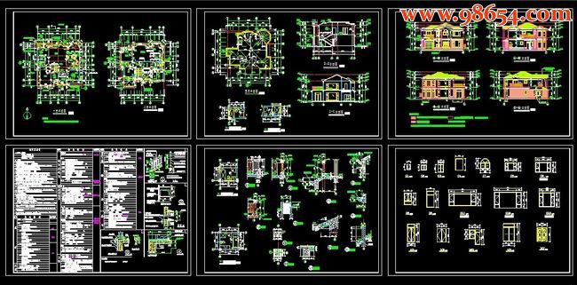 独立二层别墅方案建施图全套预览图