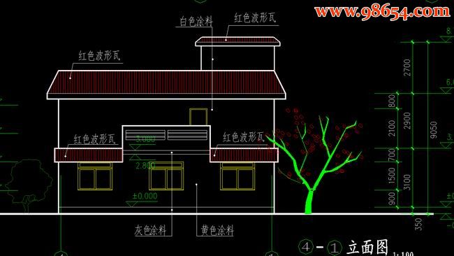 两层赣州市新农村建设农民住宅推介图集正立面图