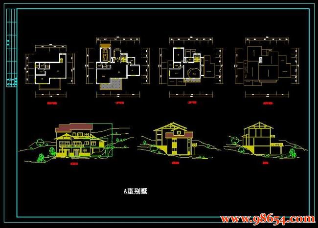 首层面积224平方米2层A型别墅设计方案全套预览图