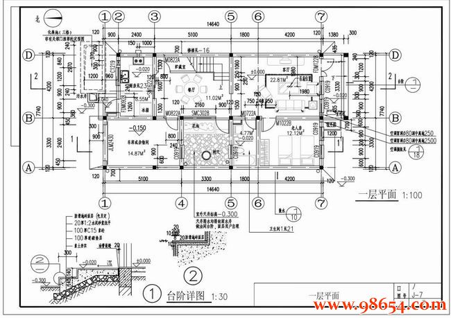  首层面积112平方米3层农村别墅全套设计图一楼平面图