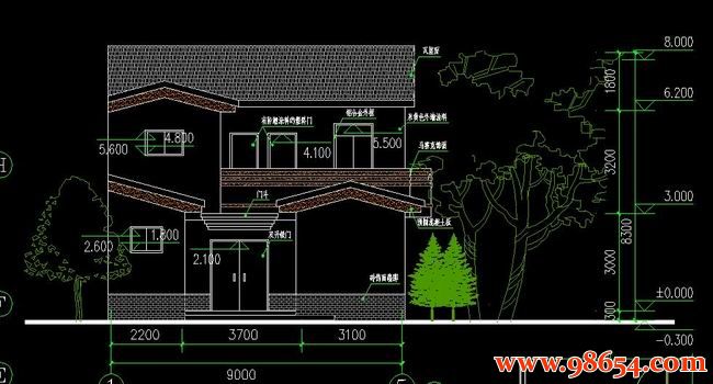 首层面积118平方米2层独栋小型别墅方案正立面图