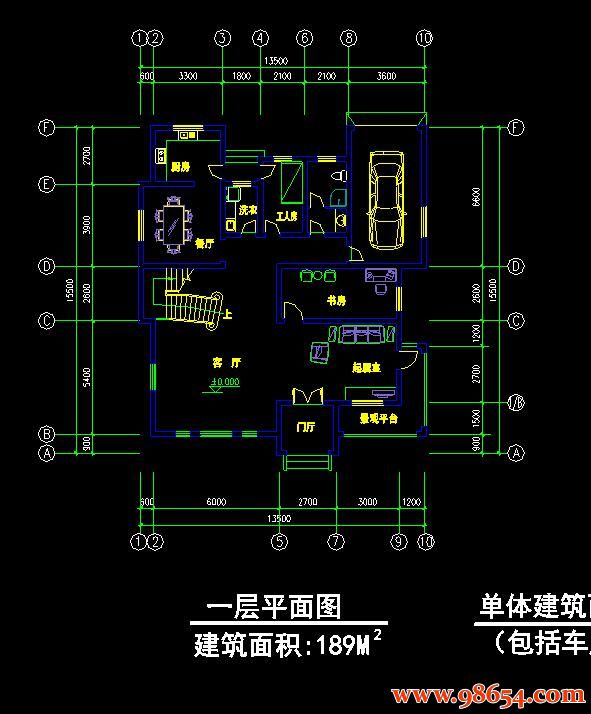 首层面积209平方米2层农村独栋别墅施工图一楼平面图