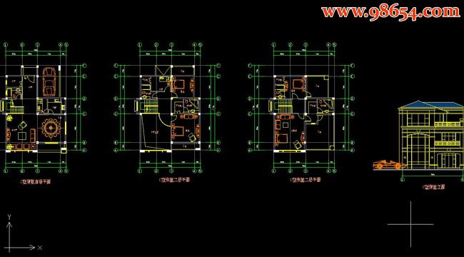 三层C型别墅设计图全套预览图