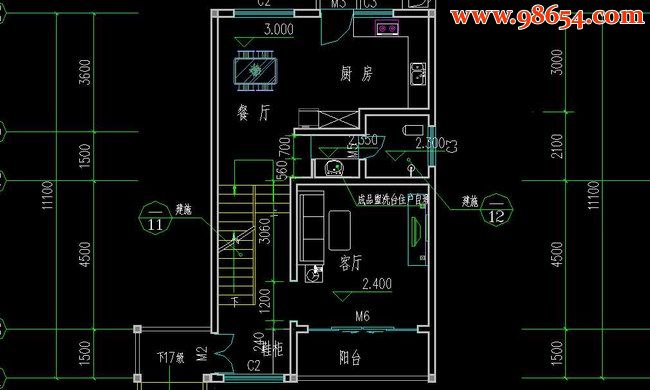 新农村三层经济型双拼住宅图纸一楼平面图