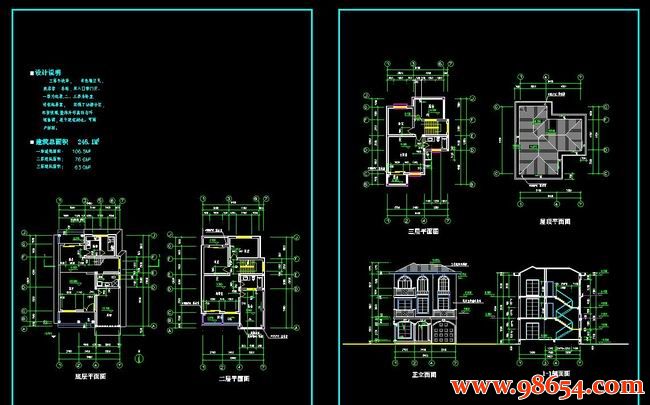 首层面积105平方米3层农村别墅设计施工图全套预览图