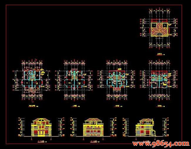 首层面积190平方米3层双拼别墅设计施工图全套预览图