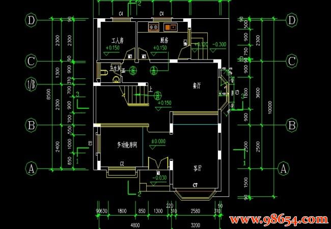 首层面积80平方米三层别墅设计图一楼平面图