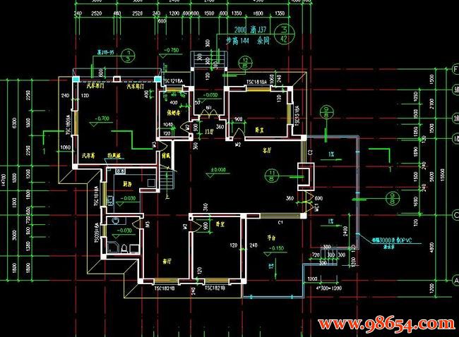 首层面积252平方米2层独栋别墅建筑施工图一楼平面图