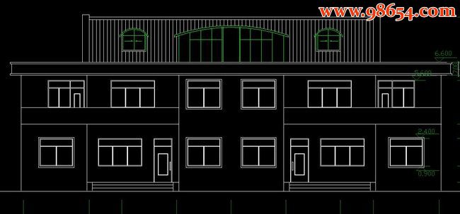 某地城郊二层双拼住宅楼全套施工图正立面图