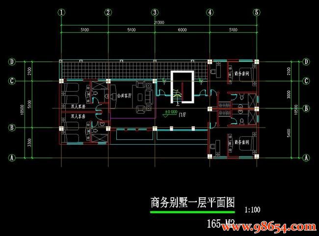 首层面积223平方米2层商务别墅施工图一楼平面图