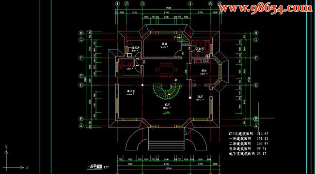 别墅设计方案图A-11一楼平面图