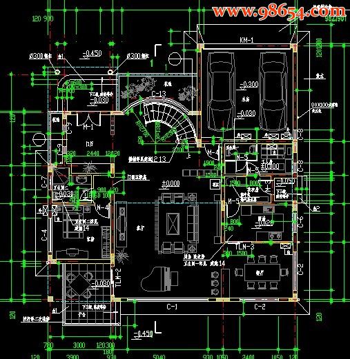 三层别墅样板房建施图一楼平面图