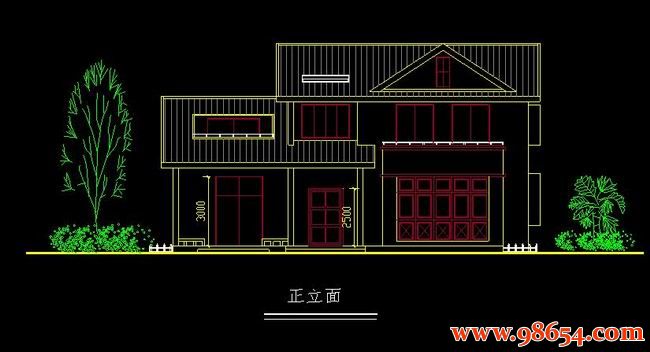 首层面积176平方米2层新农村独栋别墅设计图正立面图