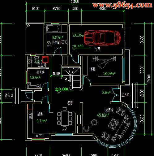 嘉兴二层别墅方案建施图一楼平面图